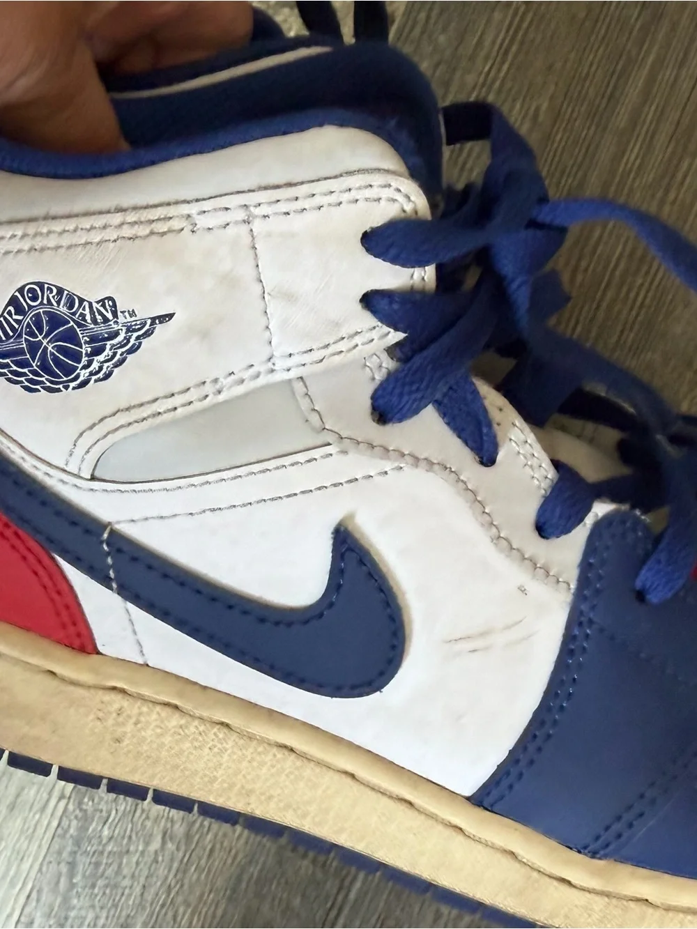 Nike Kids High-Top Sneakers in Blue, Red & White